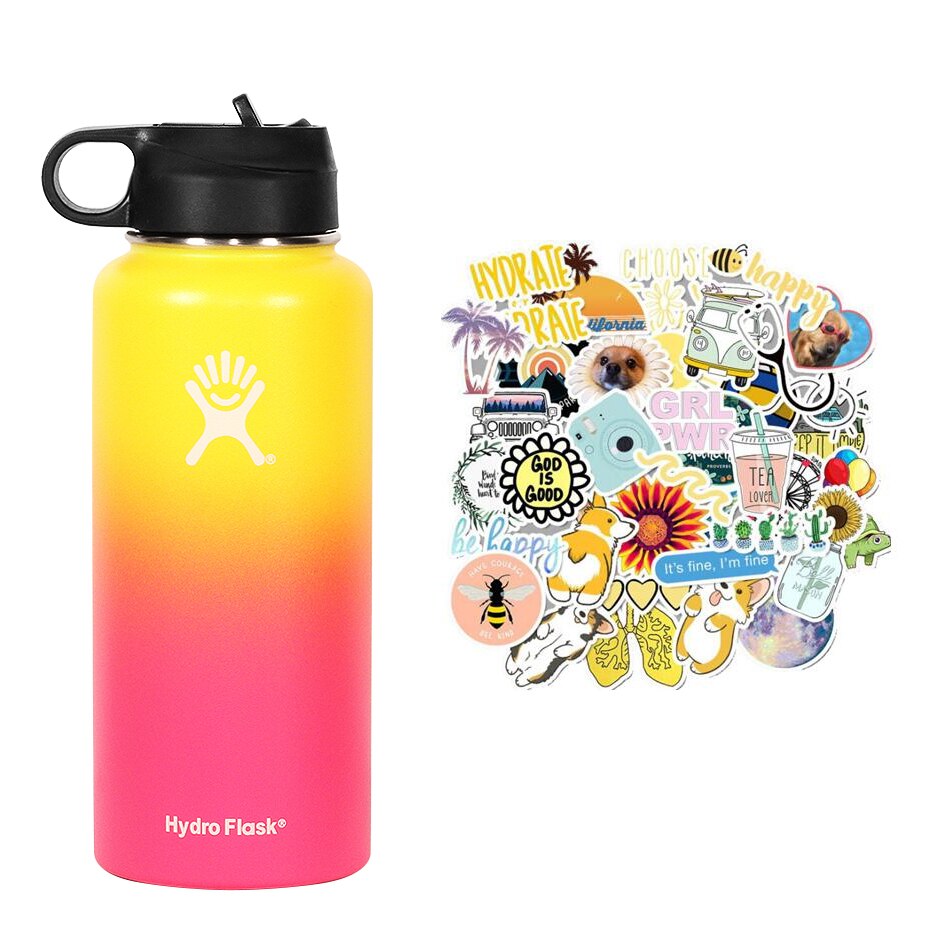 New Hydro Flask Candy colors 18/32oz  High Capacity Vacuum Insulated Wide Mouth Outdoor Self-driving Tour Camping Water Bottle - dianjiang-
