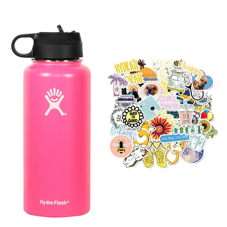 New Hydro Flask Candy colors 18/32oz  High Capacity Vacuum Insulated Wide Mouth Outdoor Self-driving Tour Camping Water Bottle - dianjiang-