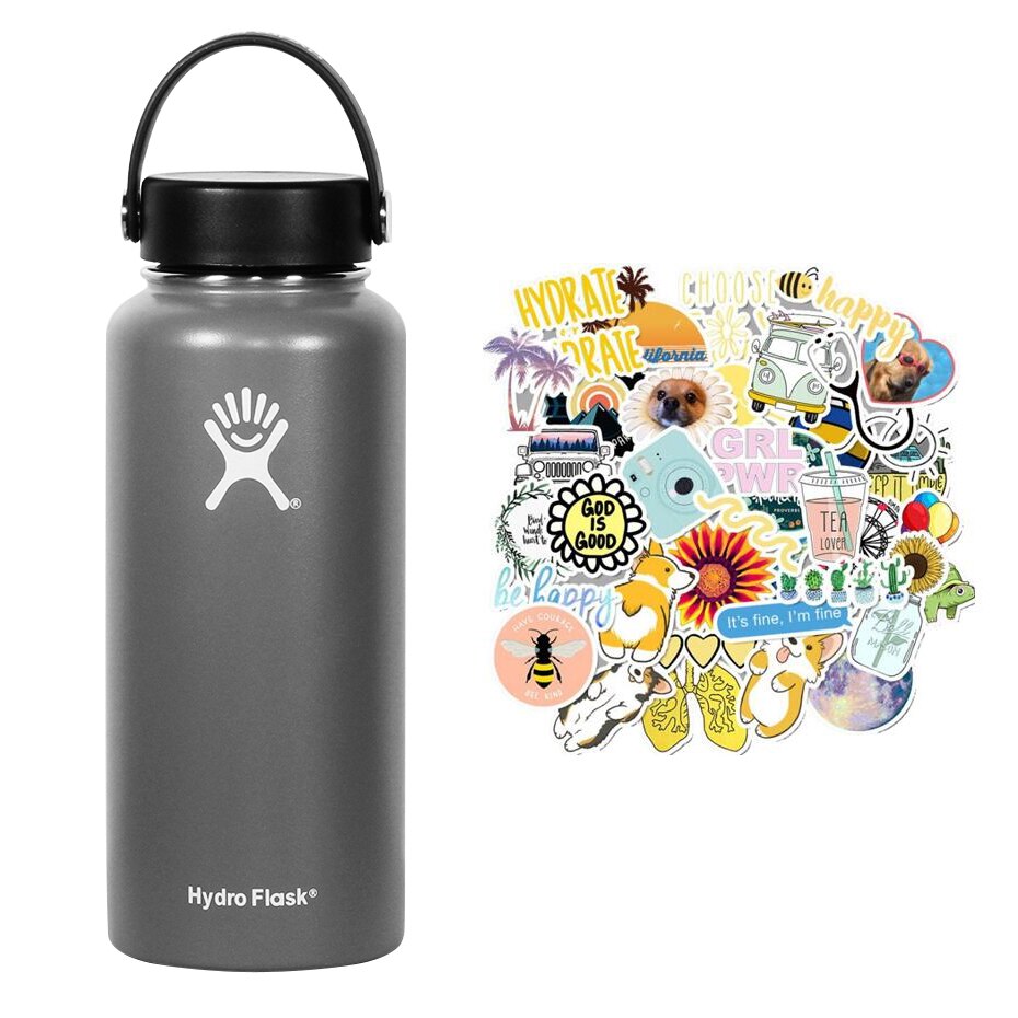 New Hydro Flask Candy colors 18/32oz  High Capacity Vacuum Insulated Wide Mouth Outdoor Self-driving Tour Camping Water Bottle - dianjiang-