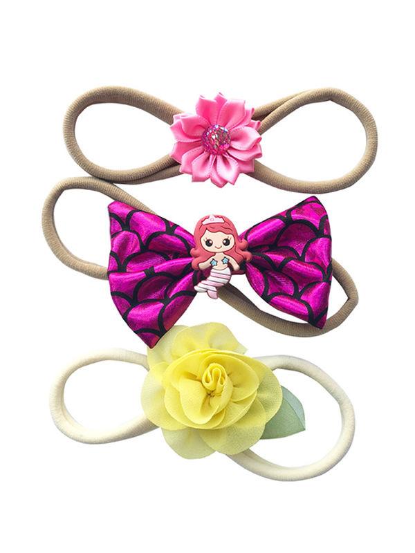 Fish Scales Mermaid Hairband Flower Pattern Nylon Headband - dianjiang-