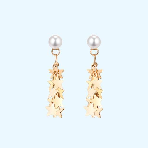 Sophisticated, small waterfall, pentagonal star, small tassel ear clip, earless female Korea - dianjiang-