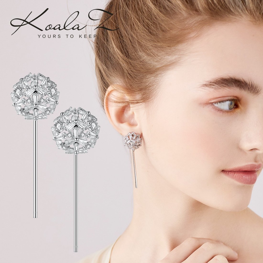 Dandelion flower ball pure temperament atmosphere fresh long Tassel Earrings ear clip earless female exaggeration Japan - dianjiang-