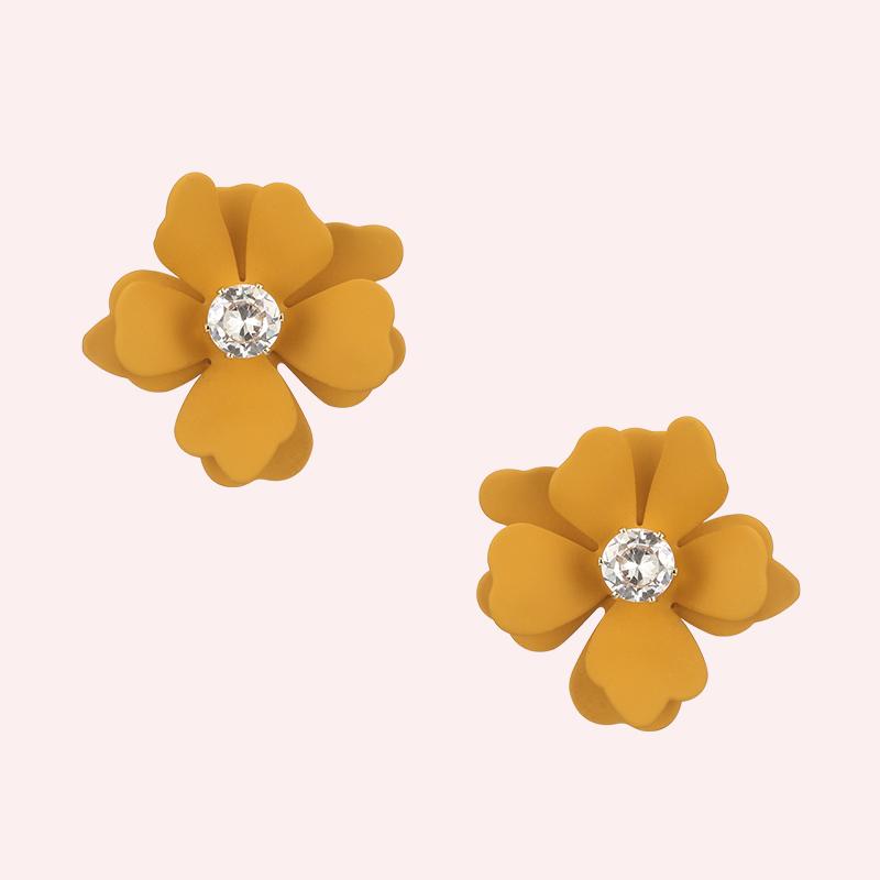 South Korea's new gentle little sister temperament Mo Landi orange turmeric flower earring earring earring female - dianjiang-