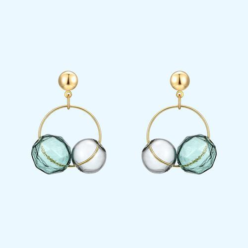 春日新品 通透玻璃球冷淡风莫兰迪色双色耳钉耳环耳夹无耳洞女 - dianjiang-