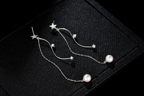 适合圆脸 冷淡风长款星星流苏耳环耳坠耳夹无耳洞女韩国个性显瘦 - dianjiang-