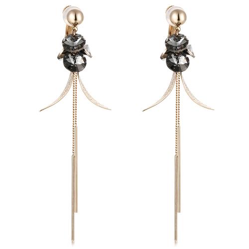 Austria Crystal Long Leaf Earrings Earrings Earrings without Earholes Feminine Sensation - dianjiang-