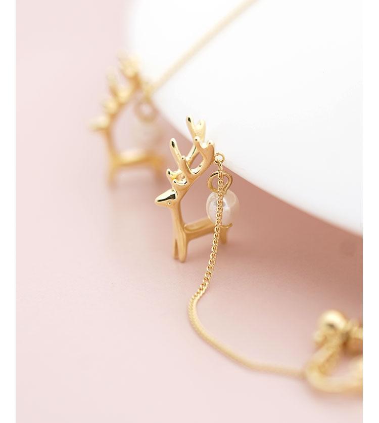 Asymmetrical Moose long flow ingres earrings without ear holes ear clip woman painless Korean Japanese round face - dianjiang-