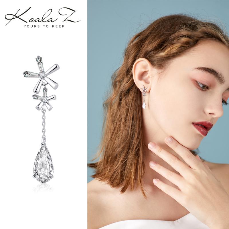 Showing Thinness Splicing Flower Water Drop Small Tassel Crystal Earring Ear Nails No Ear Hole Female Ear Clip Korea - dianjiang-