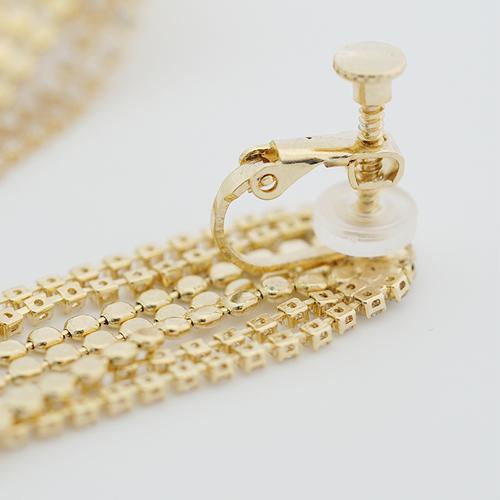 闪耀奢华 多层晚宴款镶钻金属流苏长款耳环耳夹无耳洞女欧美夸张 - dianjiang-