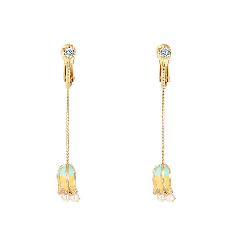 Japanese boutique drop glaze wind chime hyacinth tassel pendants sweet earrings earrings painless earbuds female - dianjiang-