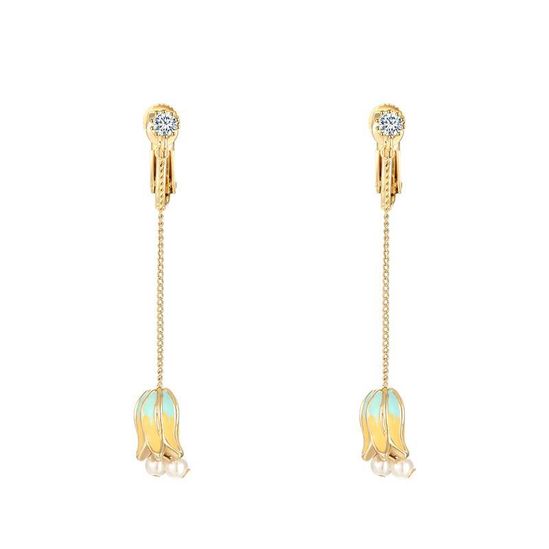 日系精品 滴釉风铃风信子流苏吊坠甜美耳钉耳环无痛无耳洞耳夹女 - dianjiang-