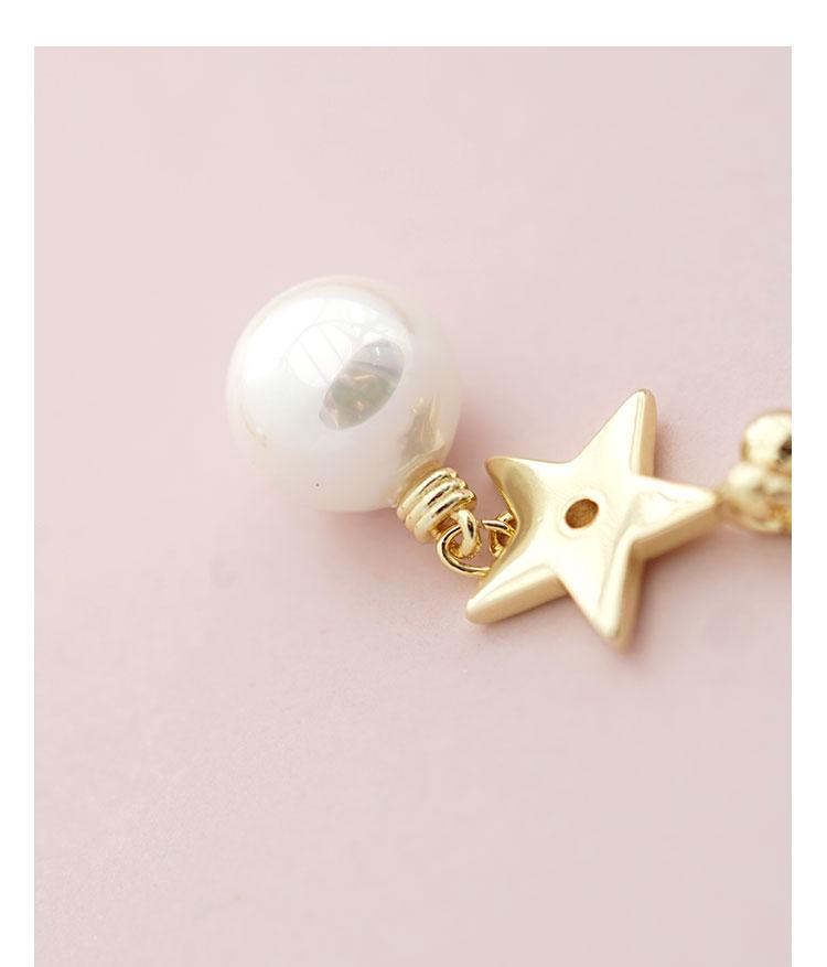 Simple and small South Korean golden star Pearl Pendant Earrings without earholes and earclips for women - dianjiang-