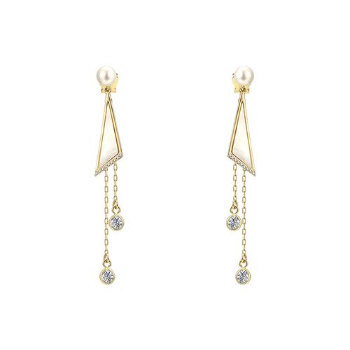 Minimalist design triangular geometric natural shell long flow sour ear nail earringearrings no ear hole painless female daily - dianjiang-