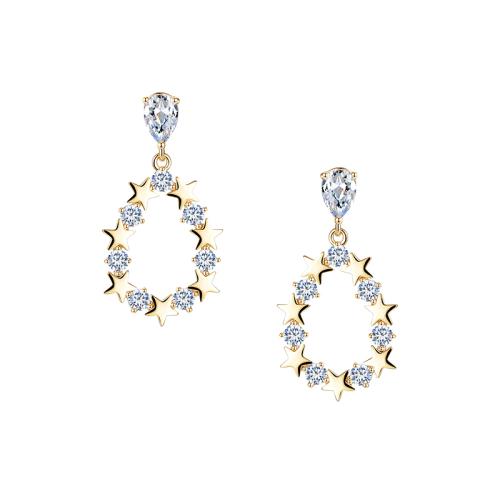 日系新品 精致高级感镂空水滴型水晶星星钻石耳环耳夹女无耳洞 - dianjiang-