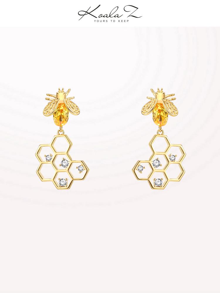 The design feeling is fresh and lovely honeybee honeycomb earrings without earhole earclip female - dianjiang-