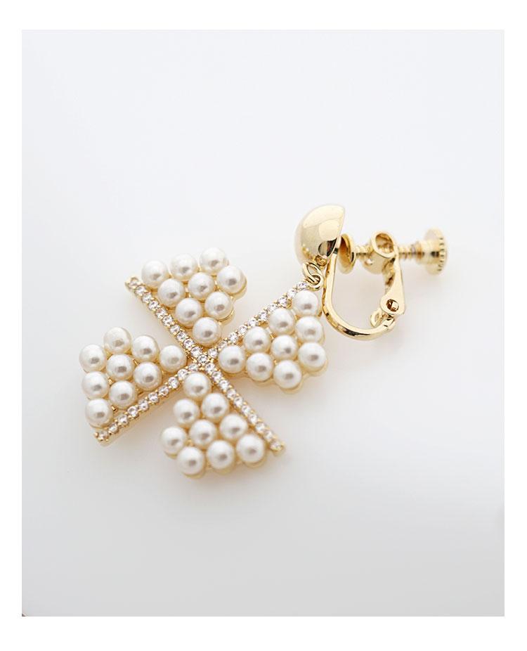 Heavy industry! Japanese fresh temperament fairy pearl windmill earnail no ear hole no pain earclip all day - dianjiang-