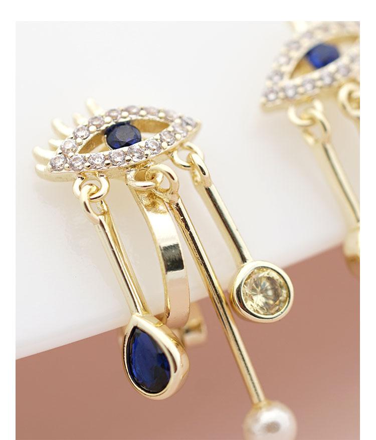 Devil's eye is small and exquisite temperament personality earring earring earring clip female blue eyes retro - dianjiang-