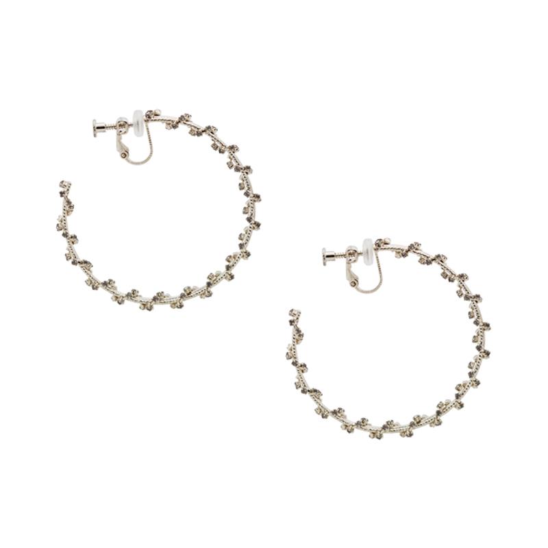 Big-name design spiral high-grade grey diamond earrings with big ears and no ear holes female high-grade feeling exaggerated in Europe and America - dianjiang-