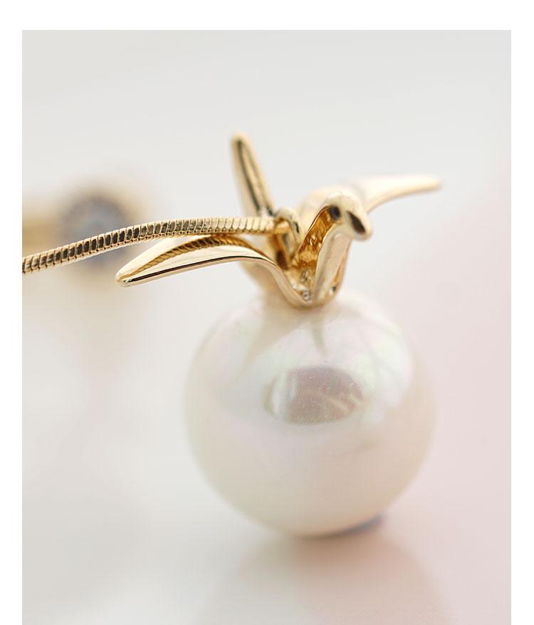 Long lady temperament thousand paper crane pearl pendant long tassel earrings no ear hole ear clip female painless daily - dianjiang-