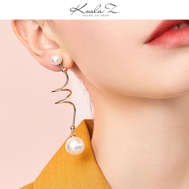 Design sense of minimalist cold wind wind wind large pearl long earring earrings without ear holes female European and American exaggeration - dianjiang-