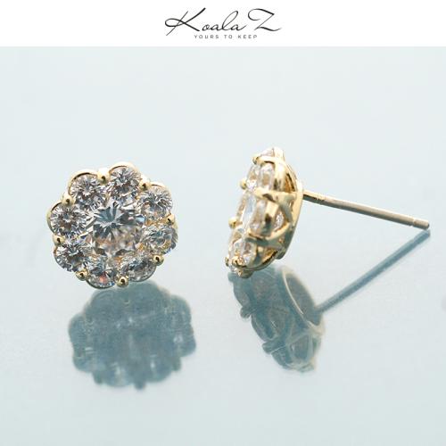 基础单品 简约圆钻花朵锆石红钻祖母绿耳钉耳环无耳洞耳夹女 - dianjiang-