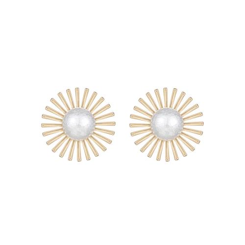Design simple exaggerated personality light big flower daisy earrings ear clip earhole female Europe and the United States cold wind - dianjiang-