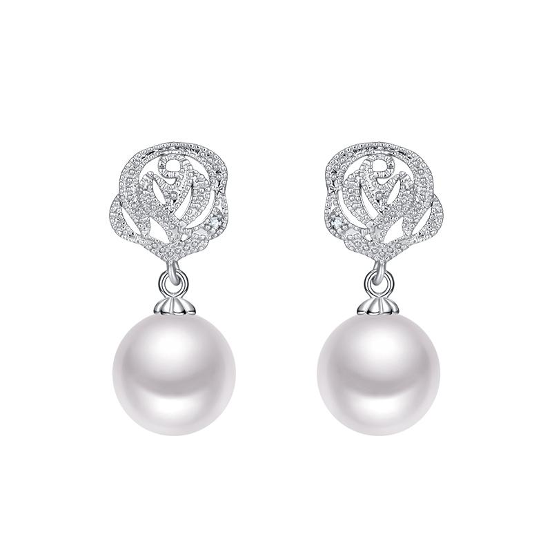 Special price rose pearl Pendant Earring clip European and American earless female transparent silicone cushion - dianjiang-