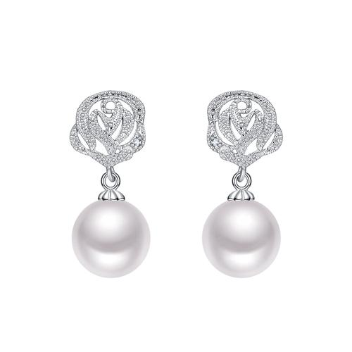 Special price rose pearl Pendant Earring clip European and American earless female transparent silicone cushion - dianjiang-