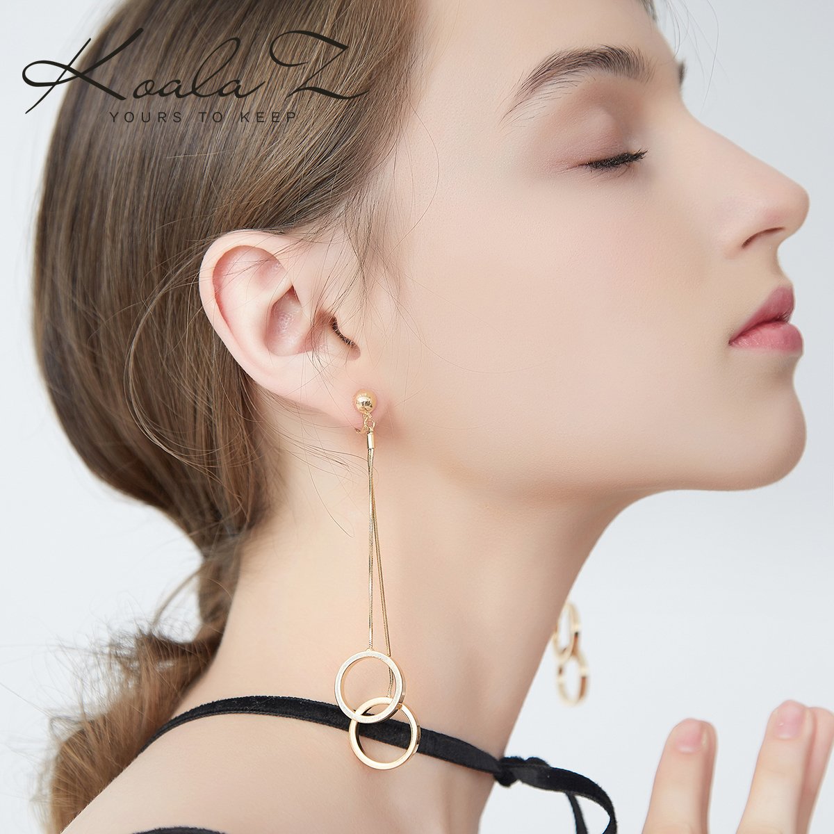 Ring Peding Bell Can be heard crisp collision sound long stream su ring fashion earrings ear clip no ear hole female - dianjiang-