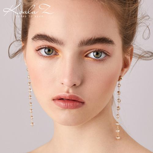 Clearance of the original 49.9 non-refundable lint-free bag long crystal beads tassel earrings ear clip - dianjiang-