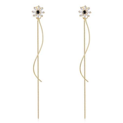 Slender, fresh, sweet, daisy blossom, wavy curve, long earrings, earrings, earrings, ears, ears, ears, ears - dianjiang-