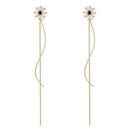 Slender, fresh, sweet, daisy blossom, wavy curve, long earrings, earrings, earrings, ears, ears, ears, ears - dianjiang-