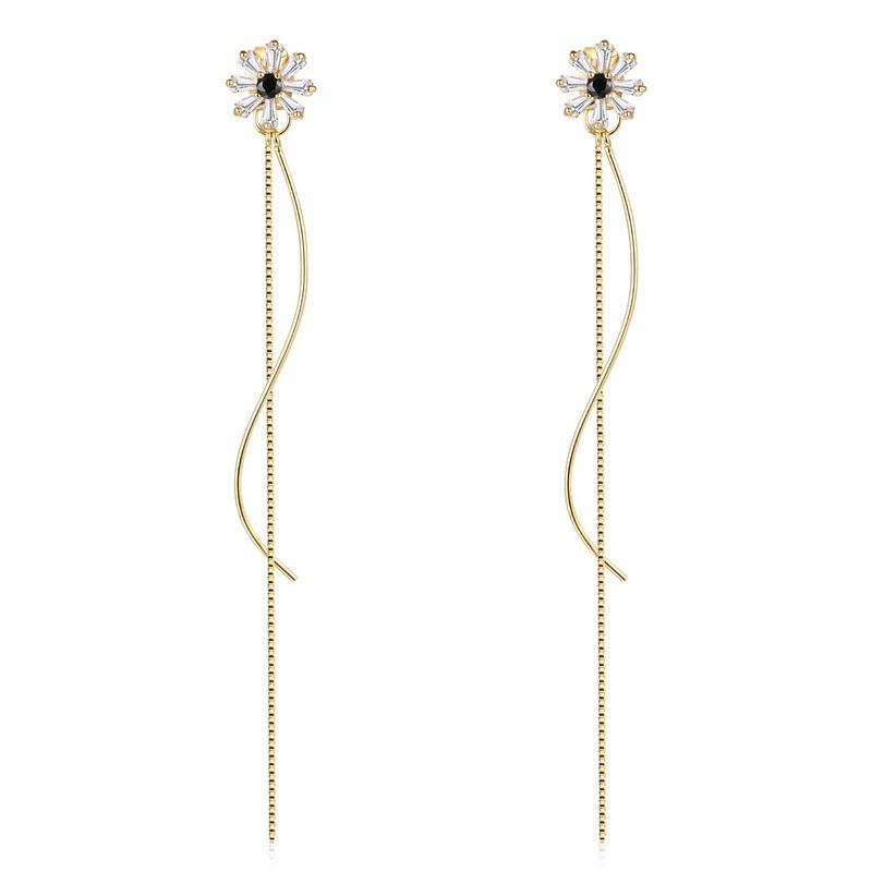 Slender, fresh, sweet, daisy blossom, wavy curve, long earrings, earrings, earrings, ears, ears, ears, ears - dianjiang-