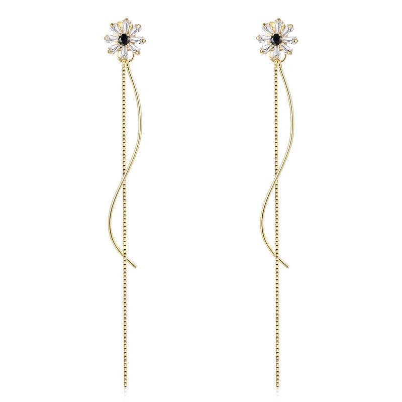 Slender, fresh, sweet, daisy blossom, wavy curve, long earrings, earrings, earrings, ears, ears, ears, ears - dianjiang-