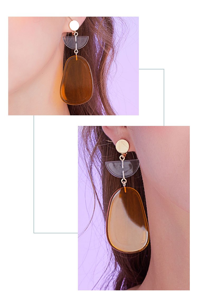 Hyperbole Gently ginger geometry European and American earrings no ear socket clip female - dianjiang-