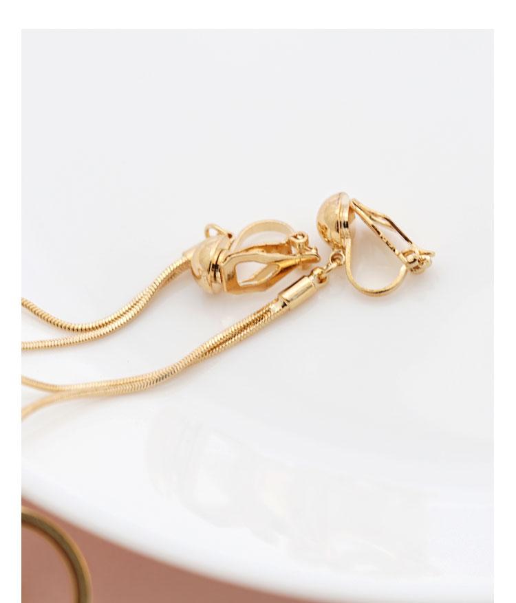 Ring Peding Bell Can be heard crisp collision sound long stream su ring fashion earrings ear clip no ear hole female - dianjiang-