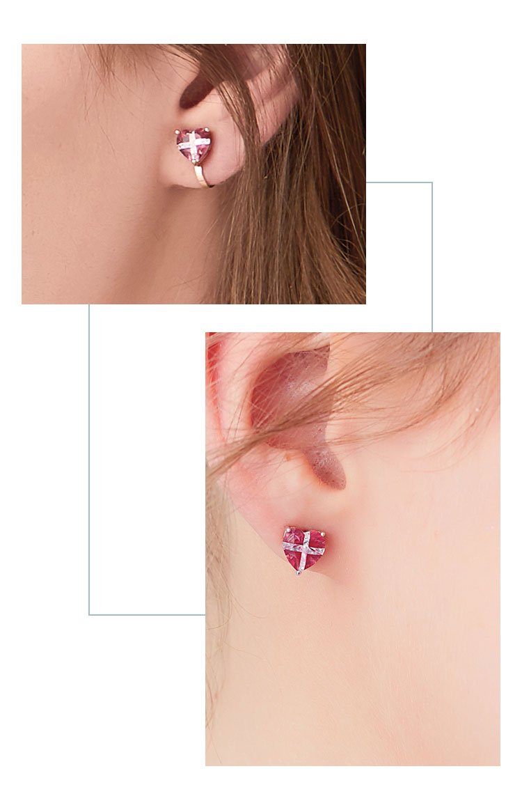 It's so hard! Seven zircons! Simple design sweet cross love ear nails no ear hole ear clip woman - dianjiang-