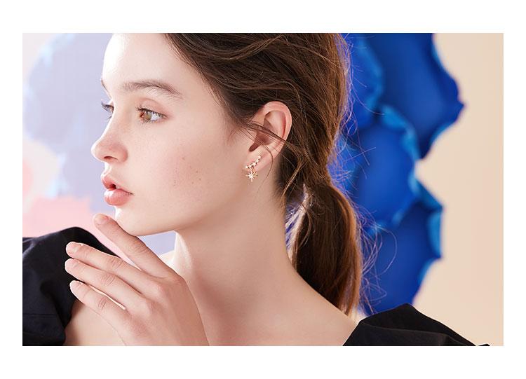 Simple curve zircon star mans exquisite small earring earring painless earring clip female daily versatile design - dianjiang-