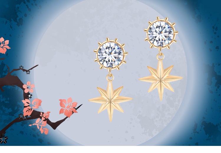 Stars, beautiful diamonds, fresh temperament in Europe and America, stars, earrings, small earnails, ear clips, no earholes, female Japanese and Korean girls - dianjiang-