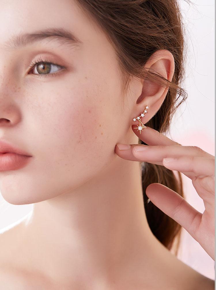 Simple curve zircon star mans exquisite small earring earring painless earring clip female daily versatile design - dianjiang-