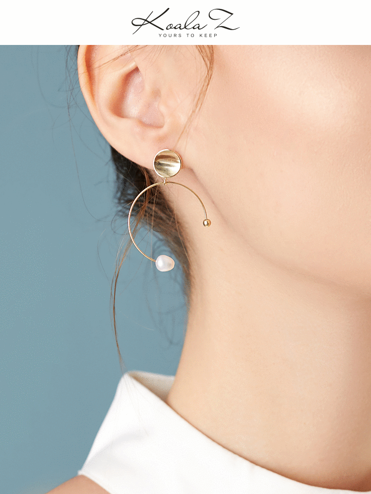 C-shaped circular arc simple and versatile natural pearl millet bead extremely simple earring ear clip without ear hole female Korean cold - dianjiang-