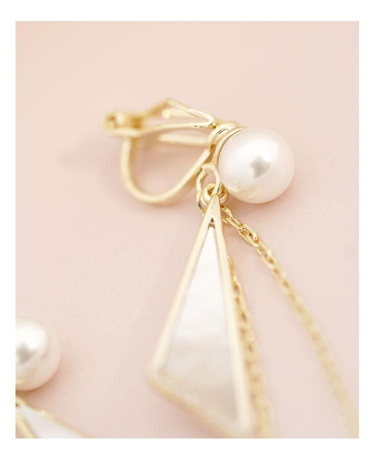 Minimalist design triangular geometric natural shell long flow sour ear nail earringearrings no ear hole painless female daily - dianjiang-