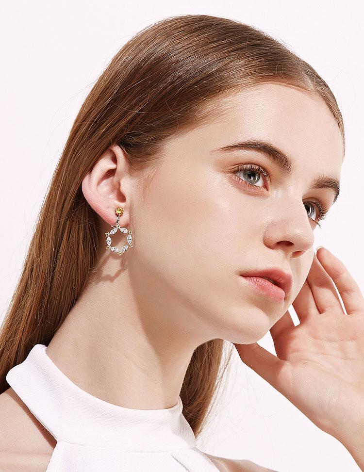 Fairy wreath European and American temperament simple crystal earrings earrings no ear hole female Korean Europe and the United States - dianjiang-