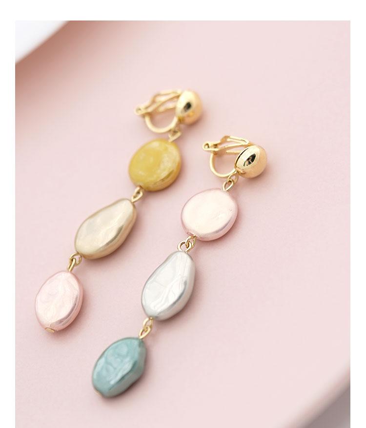 Spring Morandi New Color Light texture asymmetric stitching irregular long ear nails earless hole ear clip female - dianjiang-