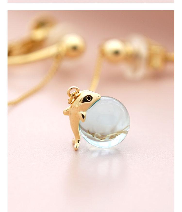 Japanese design fresh and lovely girl heart dolphin blue crystal ball earrings earring earring female super fairy personality - dianjiang-