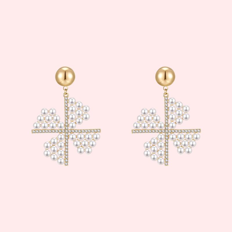 Heavy industry! Japanese fresh temperament fairy pearl windmill earnail no ear hole no pain earclip all day - dianjiang-