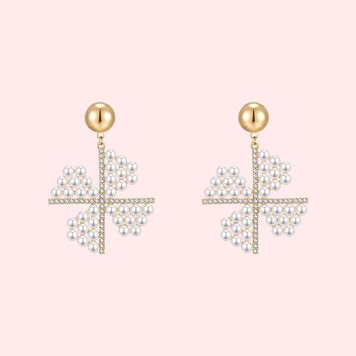 Heavy industry! Japanese fresh temperament fairy pearl windmill earnail no ear hole no pain earclip all day - dianjiang-