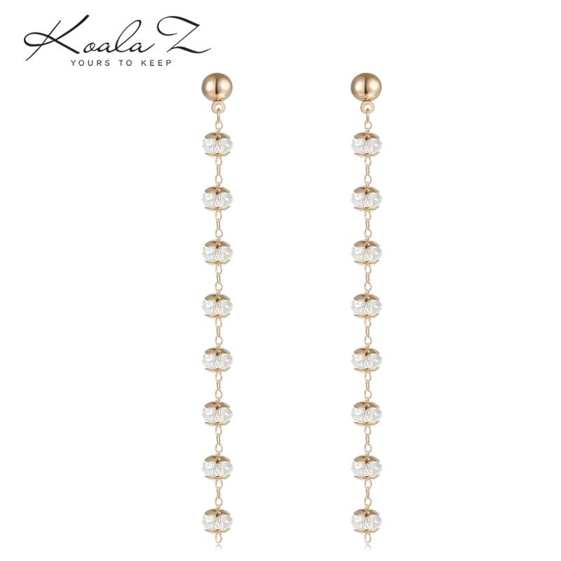 Clearance of the original 49.9 non-refundable lint-free bag long crystal beads tassel earrings ear clip - dianjiang-
