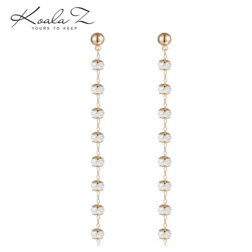 Clearance of the original 49.9 non-refundable lint-free bag long crystal beads tassel earrings ear clip - dianjiang-