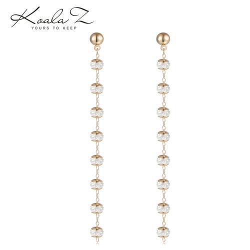 清仓 原49.9 不退不换无绒布袋 长款水晶珠流苏耳环耳夹 - dianjiang-